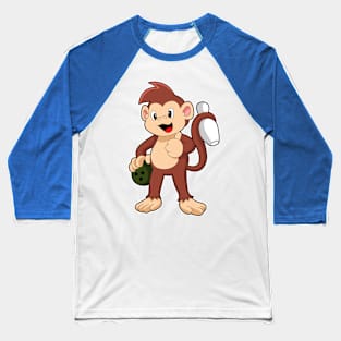 Monkey at Bowling with Bowling ball Baseball T-Shirt
